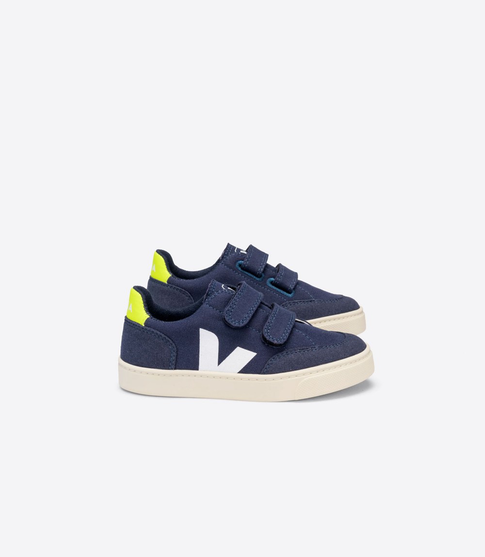 Veja Sneakers Kids - V-12 Velcro Canvas - Blue - 7096JONBF